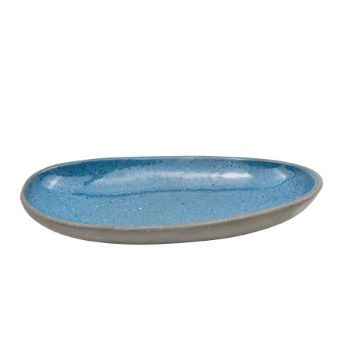 Handcrafted Ceramic Reactive Glaze Stoneware Oval Plate Cyan with White and Blue Splash Handcrafted Ceramic Reactive Glaze Stoneware Oval Plate Cyan with White and Blue Splash