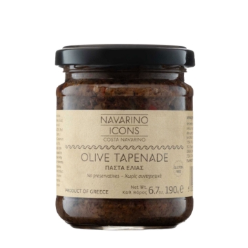 Navarino Icons Oliven Tapenade – Kalamon & Grønne Oliven med EVOO | Traditionel Messinsk Opskrift, Glutenfri Græsk Smørepålæg, 190g