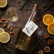 Adonis Orfanos, Santorini Maskaroi Brut Nature Sparkling Wine 750ml - 2025 on a clean ecommerce background