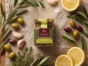 Escargot De Crete Snail Fillets in Cretan Olive Oil with Lemon and Thyme - 90g Jar on a clean ecommerce background