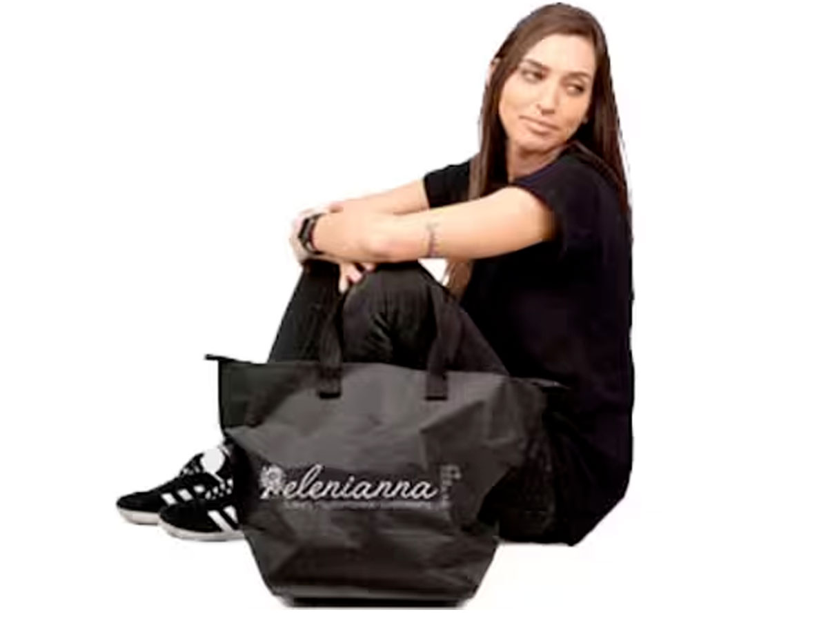 Genanvendelig papirpose med lynlås og bløde bomuldshåndtag